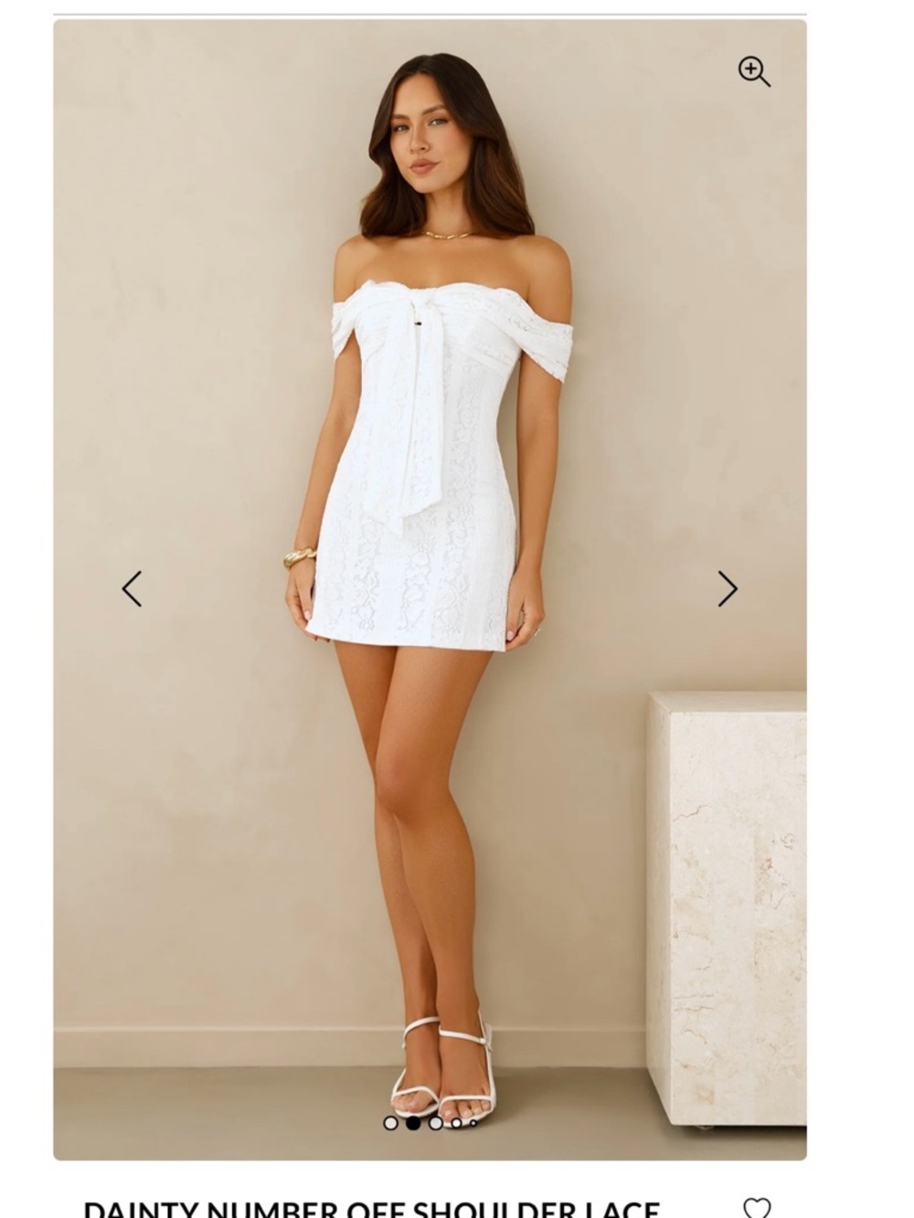 Hello Molly DAINTY NUMBER OFF SHOULDER LACE MINI DRESS WHITE